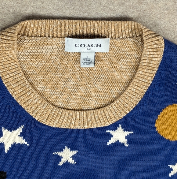 Coach 1941 *NWOT Dessert Night Landscape Jacquard Cotton Knit Sweater Small - Picture 3 of 10